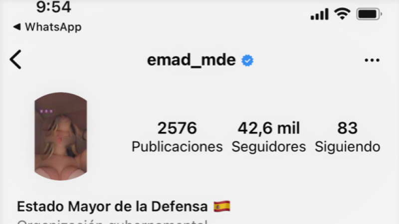 Pantallazo de la cuenta oficial del Estado Mayor de la Defensa en Instagram durante su 'secuestro'.