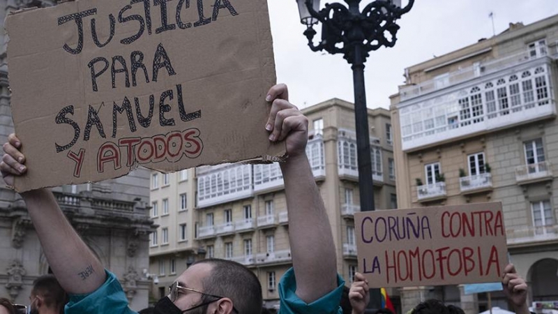 28/2/22 Manifestación en A Coruña contra la homofobia tras el asesinato de Samuel Luíz, que murió de una paliza el pasado 3 de julio