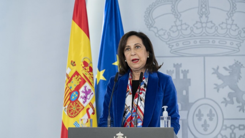 La ministra de Defensa, Margarita Robles, en rueda de prensa el pasado 25 de febrero.