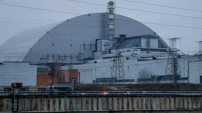 02/03/2022. Vista de la central nuclear de Chernobyl, Ucrania.