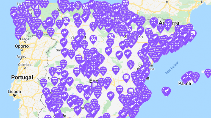 Mapa con todas las movilizaciones con motivo del 8M.