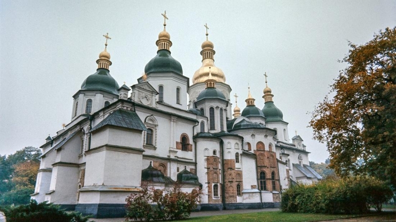 Foto tomada en octubre de 1975 en Kiev de la catedral medieval de Santa Sofía.