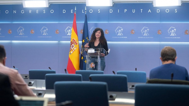 03/11/2021.- Imagen de archivo de la portavoz adjunta de Unidas Podemos en el Congreso, Sofía Castañón, en una rueda de prensa en el Congreso. Alberto Ortega / Europa Press