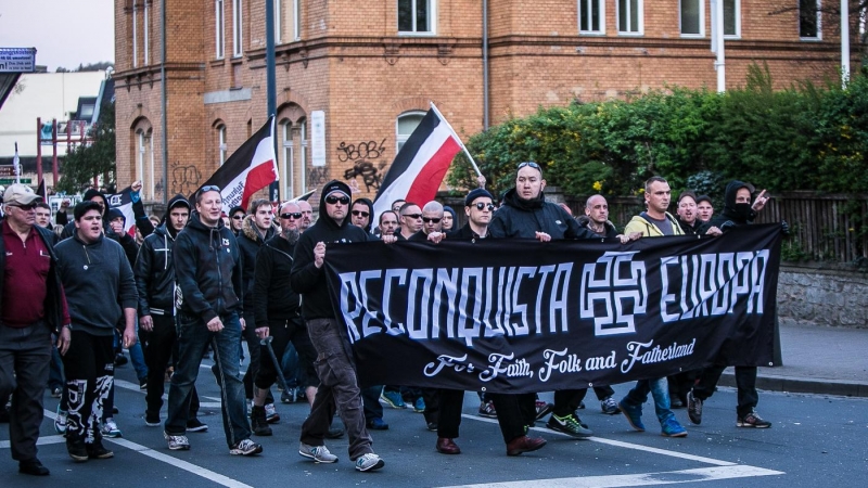 Manifestació neonazi a Jena (Alemanya), el 20 d'abril de 2016, dia de l'aniversari de Hitler.