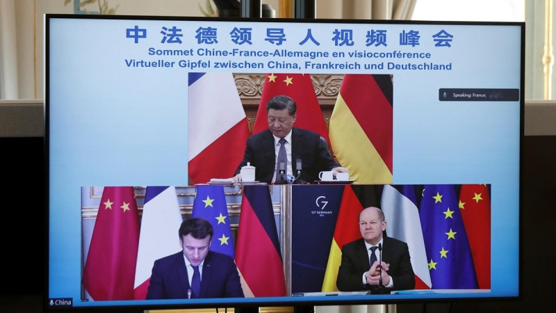 Videoconferencia Macron, Scholz y Xi.