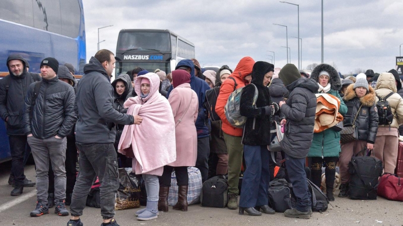 (08/03/2022) Refugiados ucranianos en la frontera con Polonia.