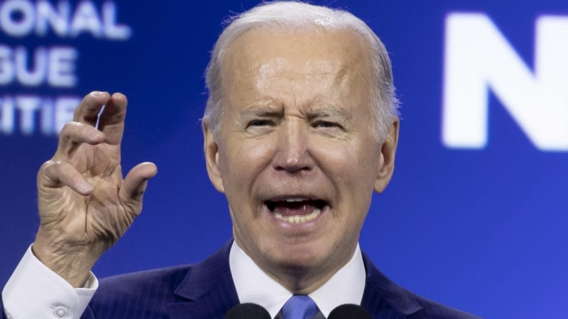 El presidente de los Estados Unidos, Joe Biden, pronuncia un discurso durante el Congreso de la Liga Nacional de Ciudades en Washington, DC, a 14 de marzo de 2022.