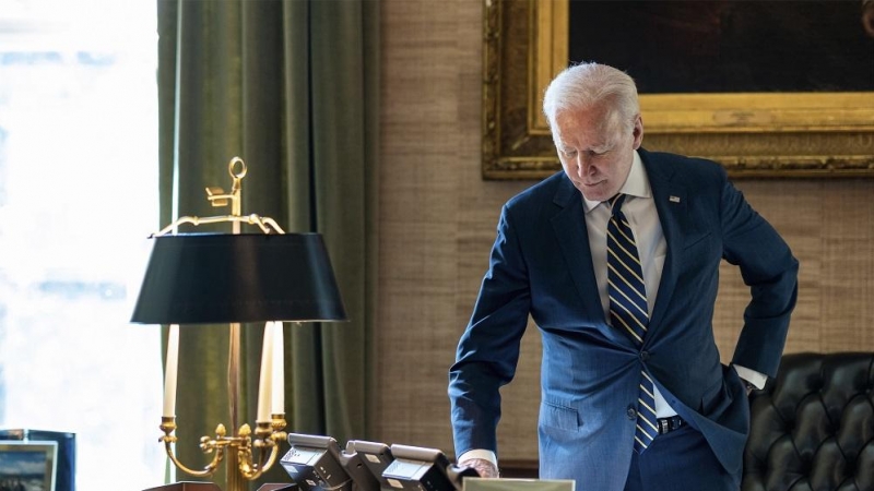 15/03/2022. El presidente de los EEUU, Joe Biden, mantiene una llamada telefónica con Volodymyr Zelenski, el presidente ucraniano.
