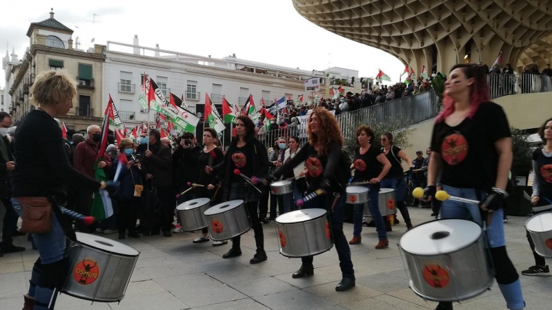 Manifestación en Sevilla contra el apoyo del Gobierno a la autonomía que promueve Marruecos. — S.F.R.