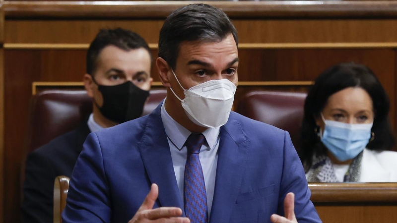 El presidente del Gobierno, Pedro Sánchez, interviene durante la sesión de control celebrada este miércoles en el Congreso de los Diputados