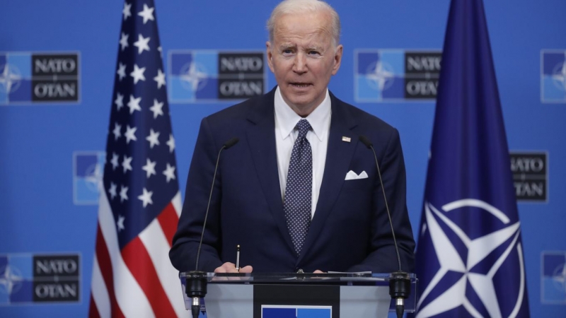 El presidente de los EEUU, Joe Biden, este jueves 24 de marzo de 2022 en una rueda de prensa en Bruselas.