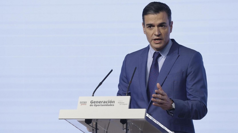 28/03/2022-El presidente del Gobierno Pedro Sánchez interviene en el marco del tercer encuentro 'Generación de Oportunidades' celebrado este lunes en Madrid