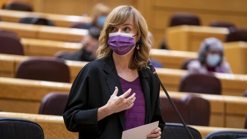 29/03/2022. La ministra de Educación y Formación Profesional, Pilar Alegría, interviene en una sesión de control al Gobierno en el Senado, a 08/03/2022.