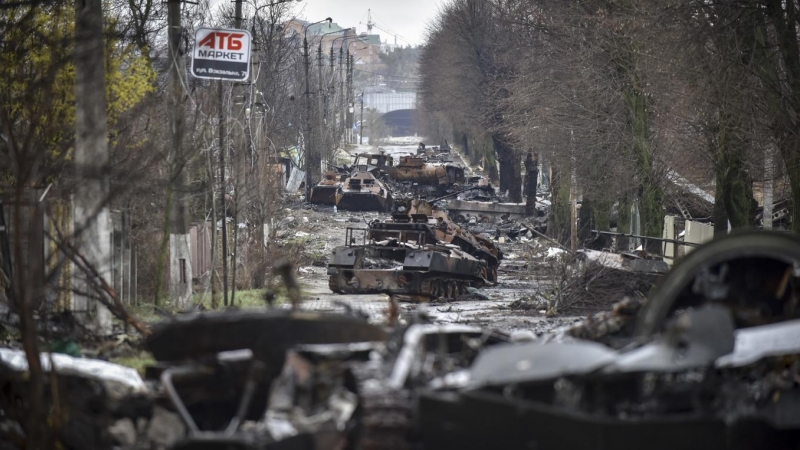 02/04/2022 Vista general de una zona de la capital de Ucrania. Las autoridades anuncian que han recuperado el control de toda la región de Kiev