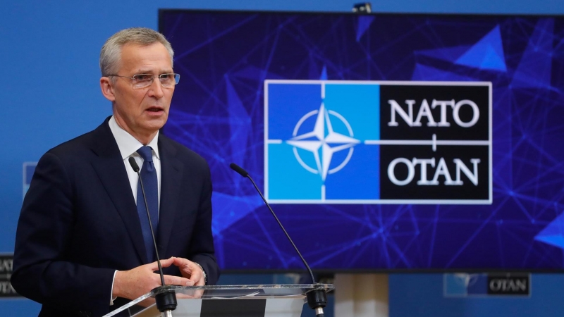 El secretario general de la OTAN, Jens Stoltenberg, ofrece una rueda de prensa este jueves 7 de abril de 2022 en la sede de la organización en Bruselas.