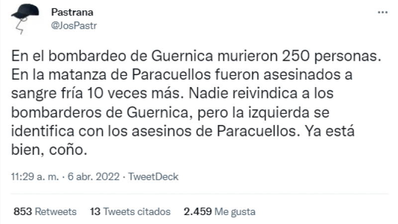 Tuit del usuario Pastrana que se movió en redes después de las declaraciones de Zelenski.