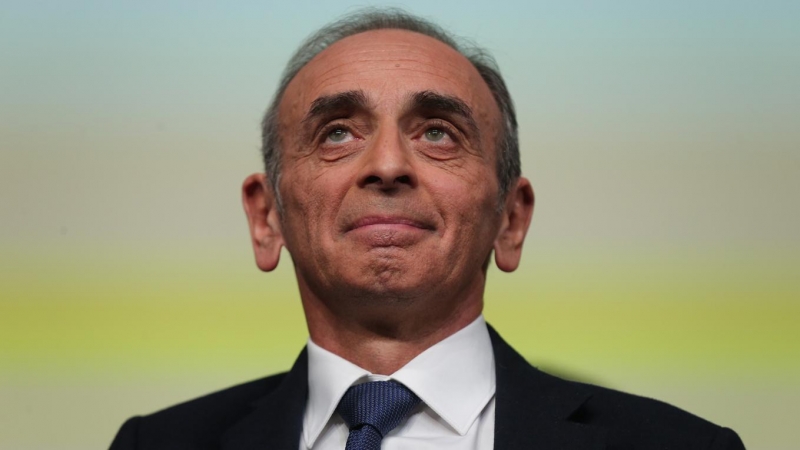 El partido de extrema derecha francés 'Reconquete!' El líder y candidato a las elecciones presidenciales de 2022, Eric Zemmour, reacciona después de los resultados de la primera ronda de las elecciones presidenciales francesas en París, Francia, el 10 de