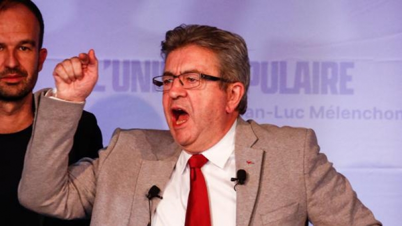 12/04/2022 - El candidato presidencial del partido La France Insoumise (LFI), Jean-Luc Melenchon pronuncia un discurso tras los resultados de la primera vuelta de las elecciones presidenciales francesas en París.