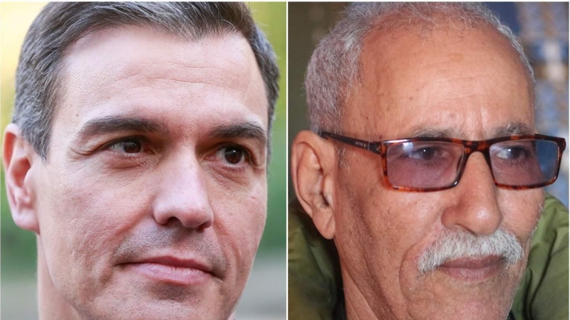 El presidente del Gobierno, Pedro Sánchez y el secretario general del Frente Polisario, Brahim Galli, en dos imágenes de archivo.