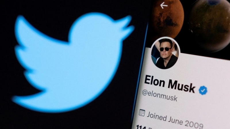 Una ilustración que muestra el logo de Twitter y el perfil de Elon Musk en esta res social. REUTERS/Dado Ruvic/Illustration