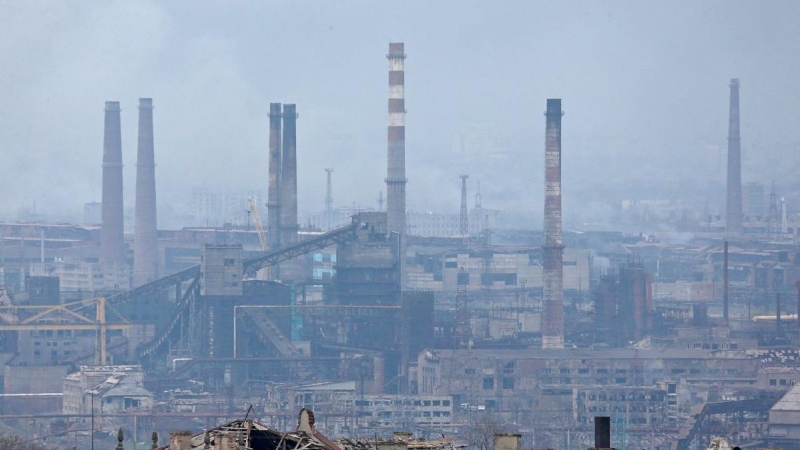 Vista de la planta de Azovstal en la ciudad portuaria de Mariúpol, a 19 de abril de 2022.