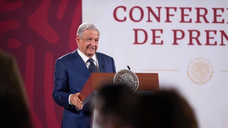 21/04/2022. El presidente mexicano, Manuel López Obrador, durante una rueda de prensa, a 18 de abril del 2022.