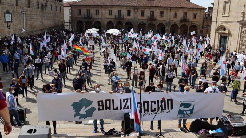 22/4/22 Imagen de la manifestación de Vía Galega el año pasado en la plaza da Quintana de Santiago