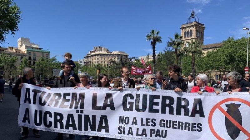 Imatge de la capçalera de la manifestació d'aquest diumenge.