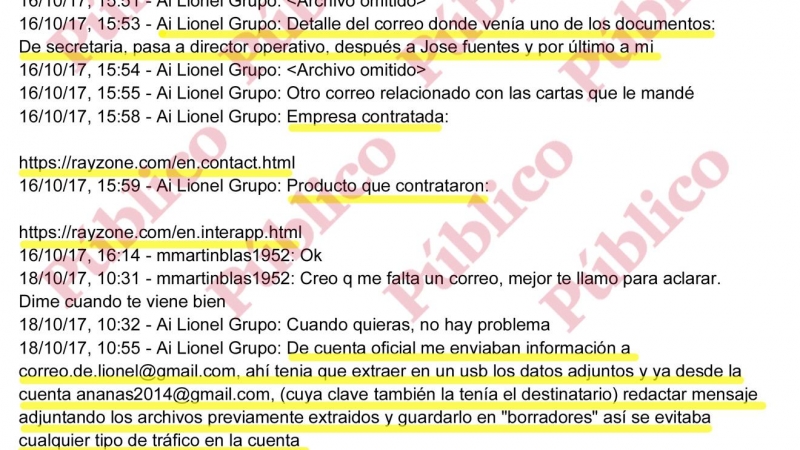 Chat de WhatsApp en el que el agente 'Lionel' explica cómo se ejecutó la ocultación de la negociación con Matan Caspy