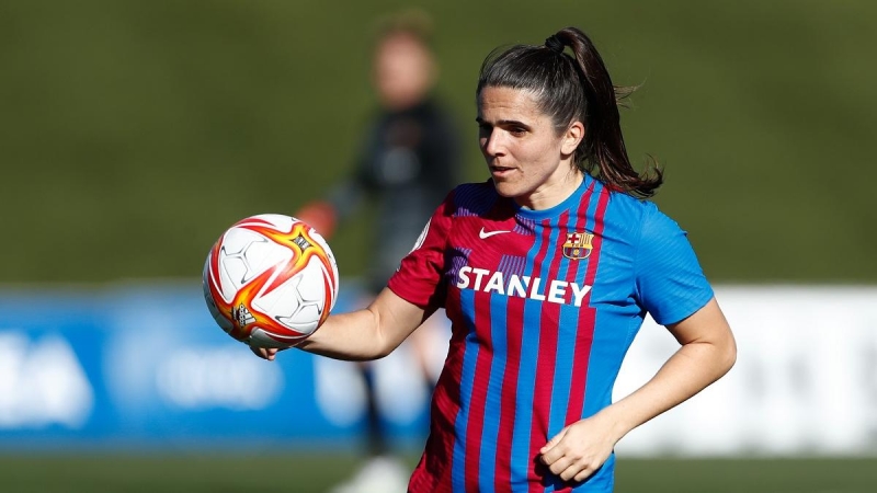 Andrea Pereira of FC Barcelona in action during the spanish women league, Primera Iberdrola, football match played between Real Madrid and FC Barcelona at Alfredo di Stefano stadium on December 12, 2021, in Valdebebas, Madrid, Spain.