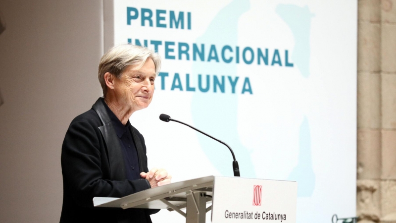 Judith Butler, Premi Internacional Catalunya, durant el seu discurs després de rebre el guardó.