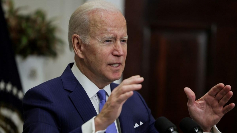 El presidente de EEUU, Joe Biden, anuncia ayuda militar adicional para Ucrania, así como nuevas sanciones contra Rusia, durante un discurso en la Casa Blanca, a 28 de abril de 2022.