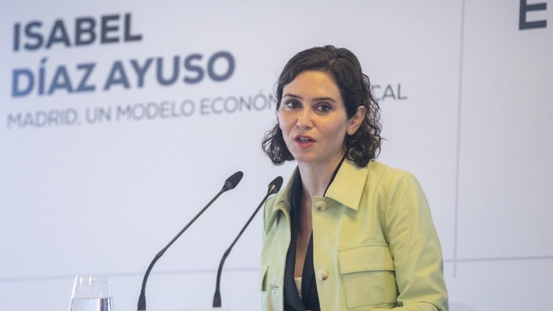 29/04/2022. La presidenta de la Comunidad de Madrid, Isabel Díaz Ayuso, interviene en un desayuno informativo con empresarios del Principado de Asturias, a 29 de abril de 2022, en Gijón, Asturias.