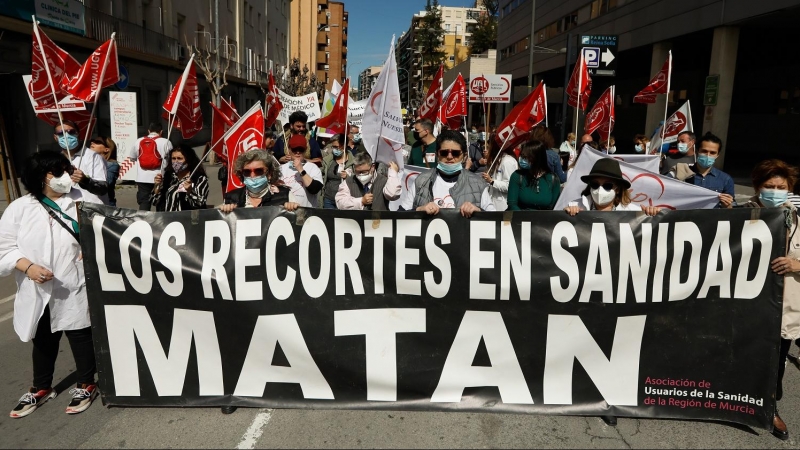 03/05/22. Manifestación en defensa de la sanidad pública, a 12 de marzo de 2022, en Murcia (España).