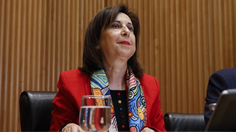 La ministra de Defensa, Margarita Robles, durante su comparecencia este miércoles ante la Comisión de Defensa del Congreso.