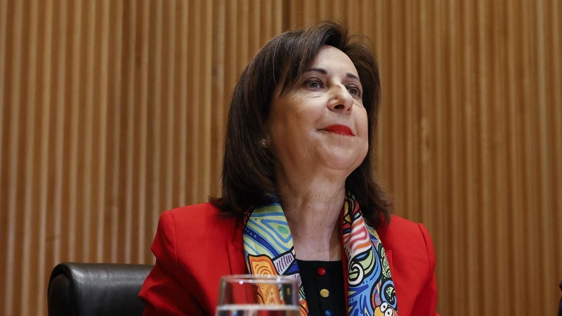 La ministra de Defensa, Margarita Robles, durante su comparecencia este miércoles ante la Comisión de Defensa del Congreso.