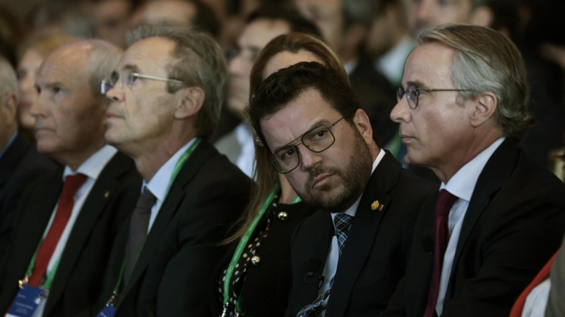 05/05/2022-El presidente de la Generalitat, Pere Aragonès, durante la inauguración de la XXXVII Reunión del Cercle d'Economia este jueves 5 de mayo en Barcelona