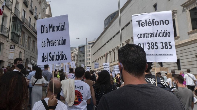 06/05/2022. Manifestación por un Plan Nacional de Prevención del Suicidio, a 11 de septiembre de 2021, en Madrid