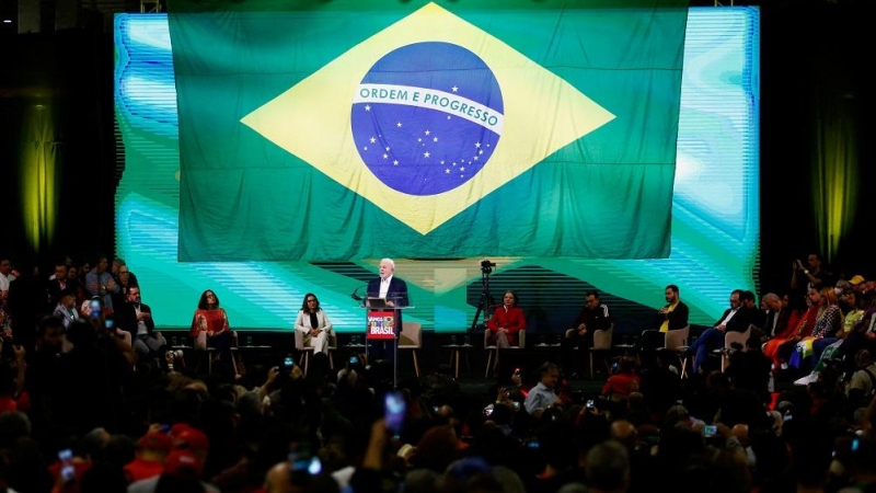 Lula durante el acto en el que ha oficializado su candidatura para la Presidencia de Brasil.