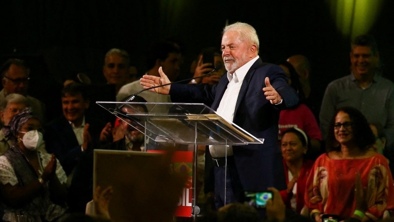 07/05/2022 Inacio Lula da Silva habla durante el acto de lanzamiento de la coalición Vamos Juntos Pelo Brasil en Sao Paulo
