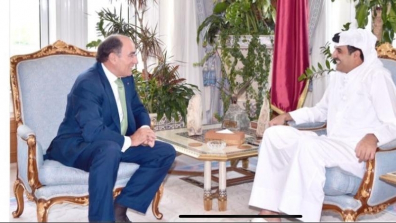 El emir de Qatar con el presidente de Iberdrola