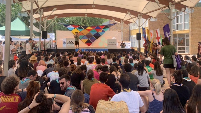 Un moment del debat en la trobada de caps dels Minyons Escoltes i Guies.