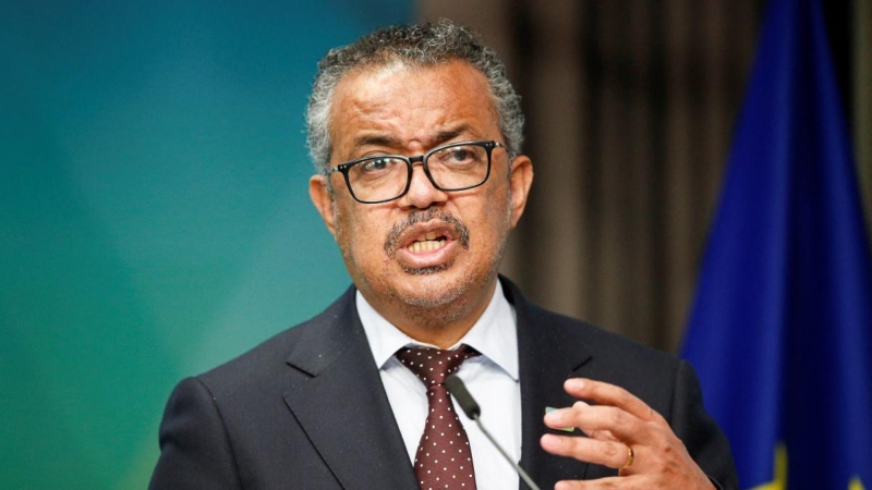 El director general de la OMS, Tedros Adhanom Ghebreyesus, durante una alocución en el Consejo Europeo el pasado 18 de febrero de 2022.