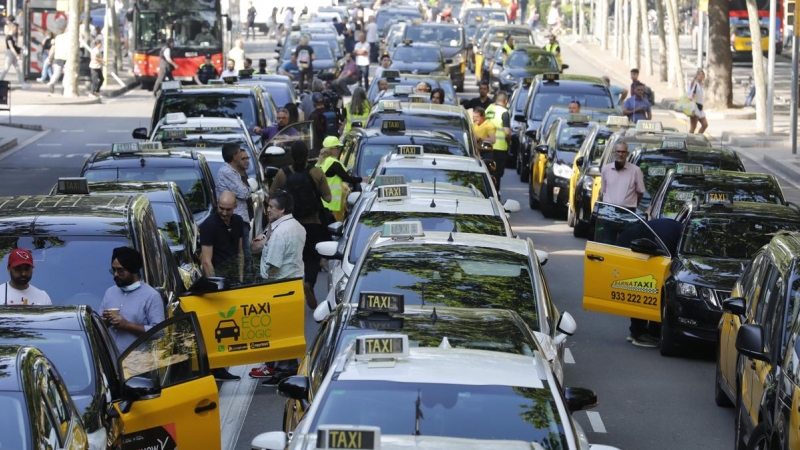 Protesta taxistas en Barcelona