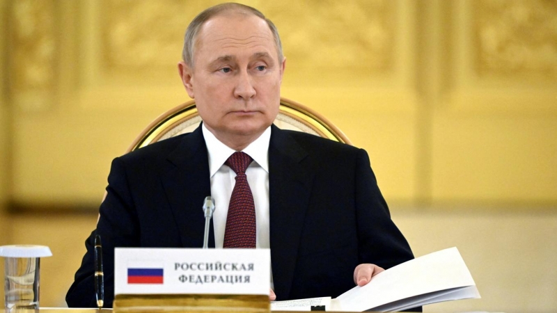 18/05/2022 - El presidente ruso, Vladímir Putin, asiste a la cumbre de la Organización del Tratado de Seguridad Colectiva (OTSC) en el Kremlin en Moscú, Rusia, el 16 de mayo de 2022.