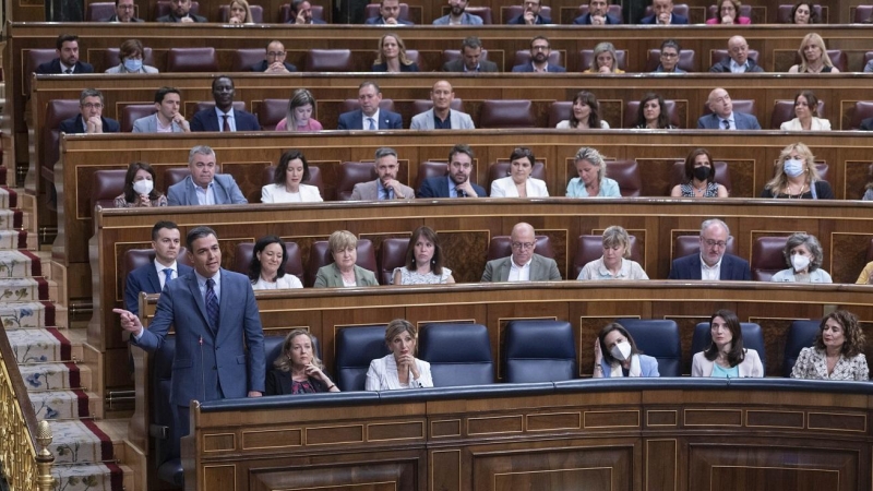 18/05/2022-El presidente del Gobierno, Pedro Sánchez, interviene en una sesión plenaria en el Congreso de los Diputados este miércoles 18 de mayo
