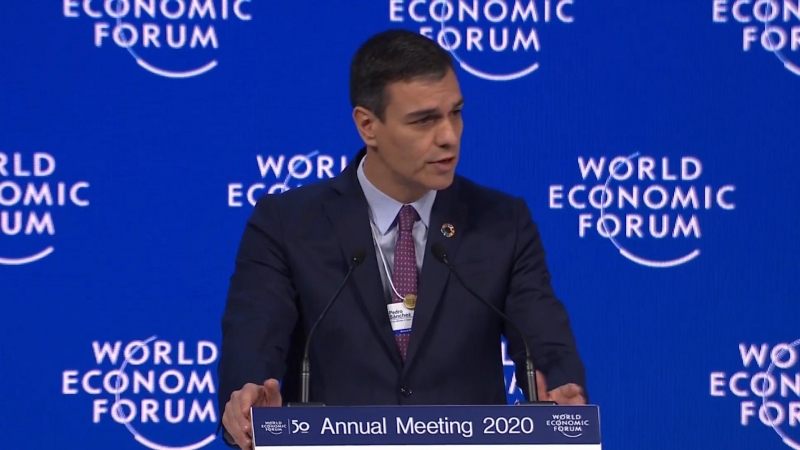 22/01/2020- El presidente del Gobierno, Pedro Sánchez, durante su intervención en el Foro Económico de Davos en 2020