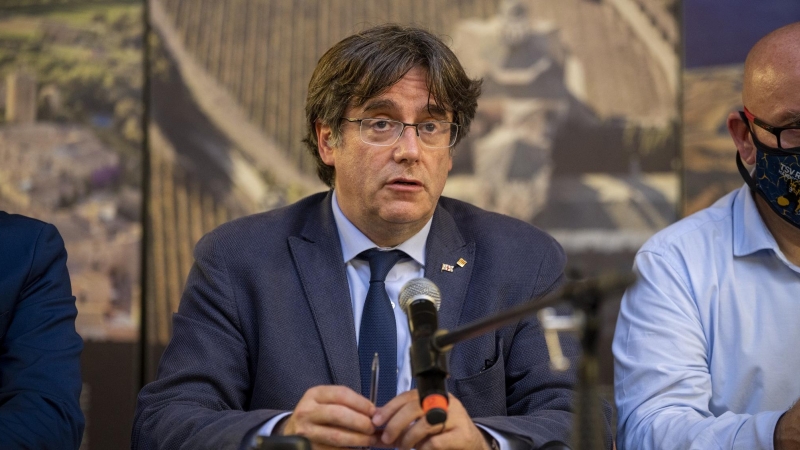 El expresidente de la Generalitat Carles Puigdemont, en una rueda de prensa a 25 de septiembre de 2021, en L’Alguer.