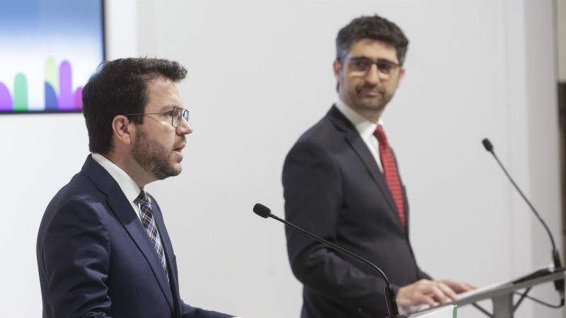 El president del Govern, Pere Aragonès, i el vicepresident, Jordi Puigneró.