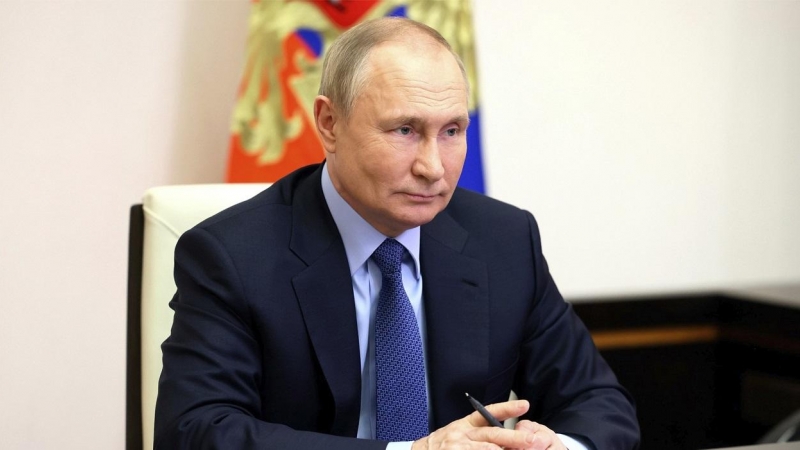 01/06/2022 El presidente ruso Vladímir Putin durante una videoconferencia, a 31 de mayo de 2022, en Moscú.